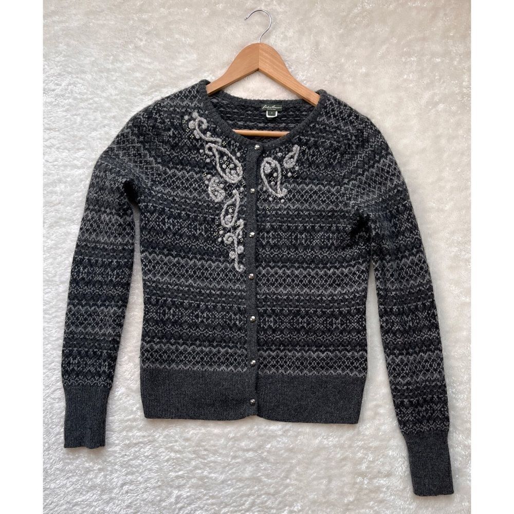Eddie Bauer Gray Patterned Cardigan